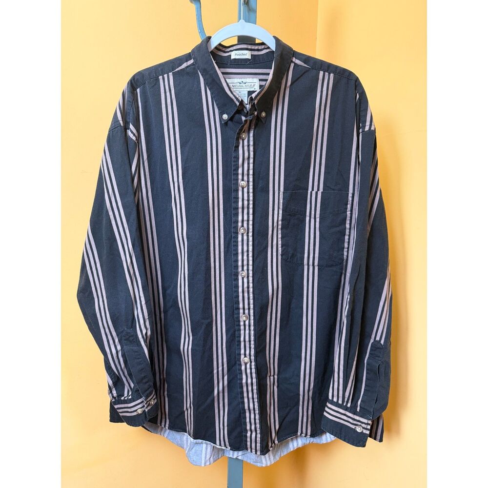 Vtg 90s Natural Issue Striped Button Down Shirt Retro 90s Streetwear Size XL